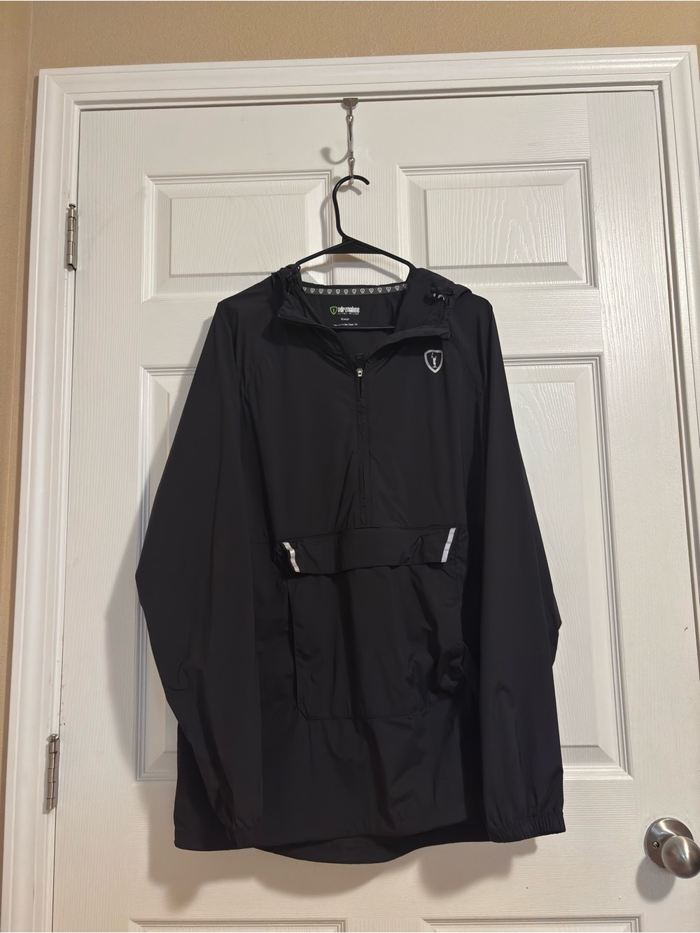 Unbranded Men's Black Hooded Windbreaker Pullover